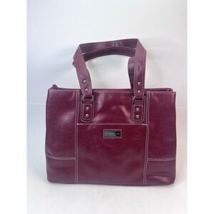 Franklin Covey Burgundy Faux Leather Tote‎ Bag Career Work